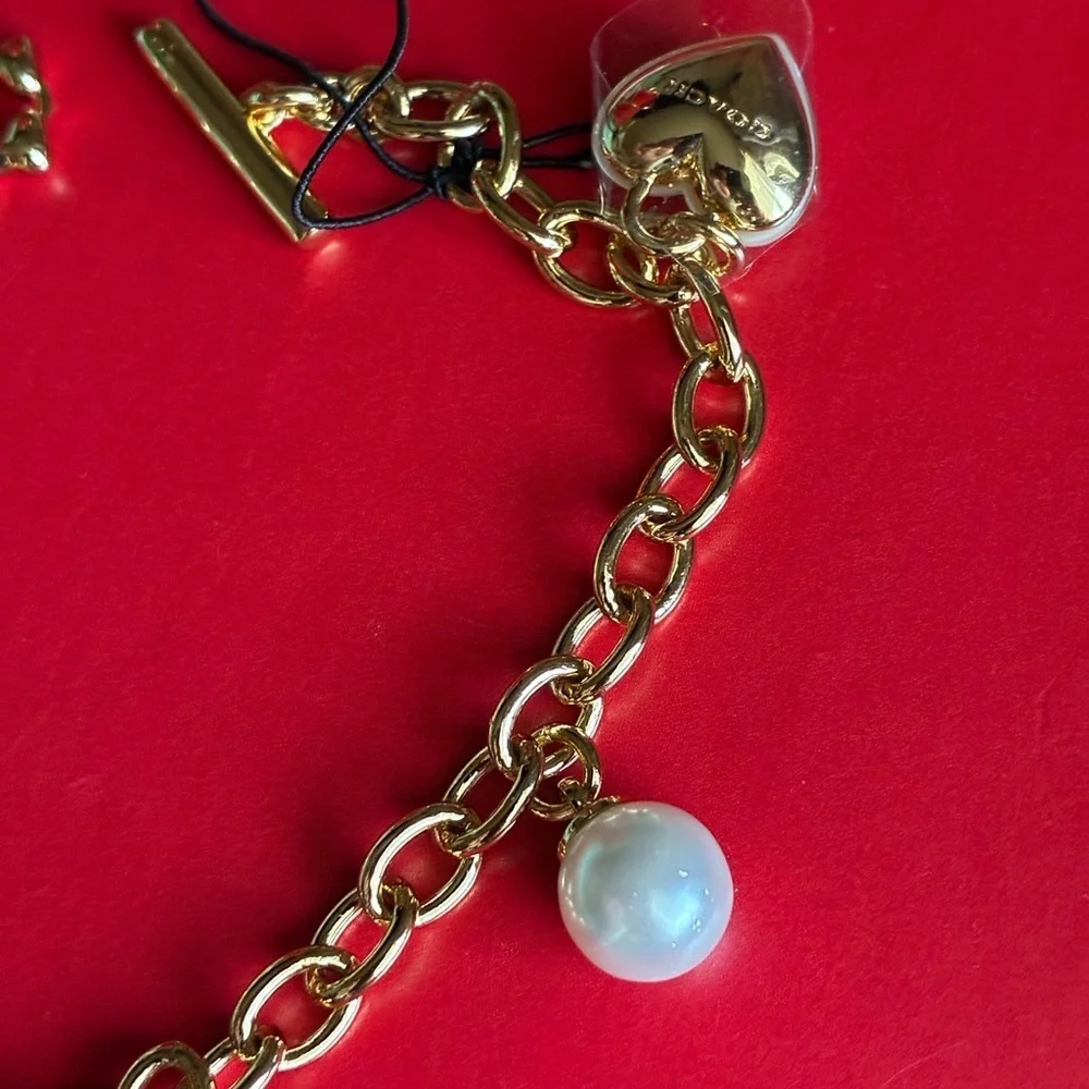 COACH Bracelet,Coach Gold and Gray Charm Bracelet